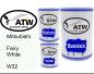 Preview: Mitsubishi, Fairy White, W32: 500ml Lackdose + 500ml Klarlack + 250ml Härter - Set, von ATW Autoteile West.